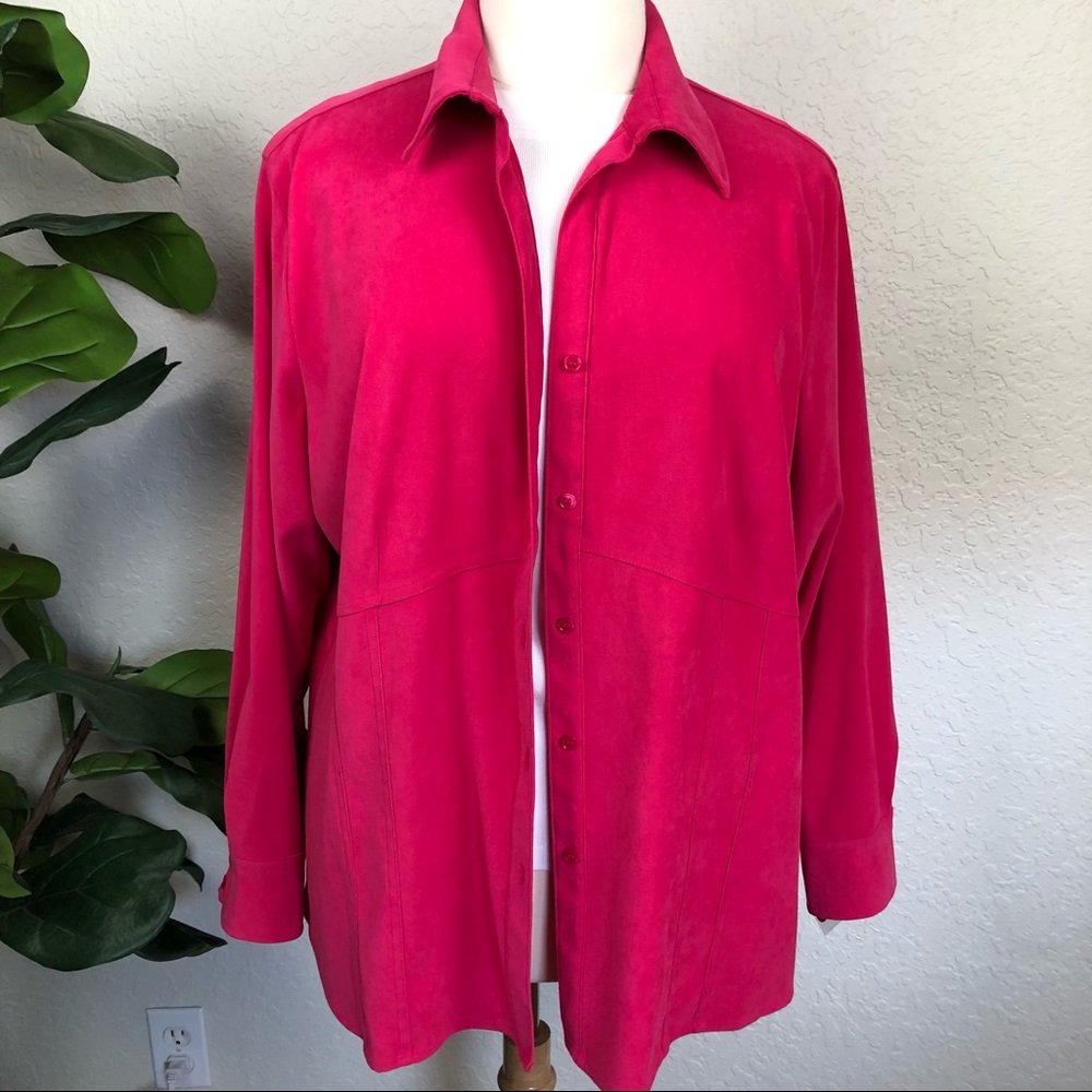 Plus Sag Harbor Pink Microfiber Button Shirt